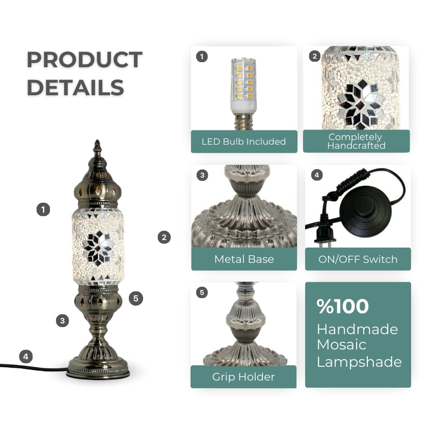 Ivory Elegance mosaic glass table lamp — setup guide