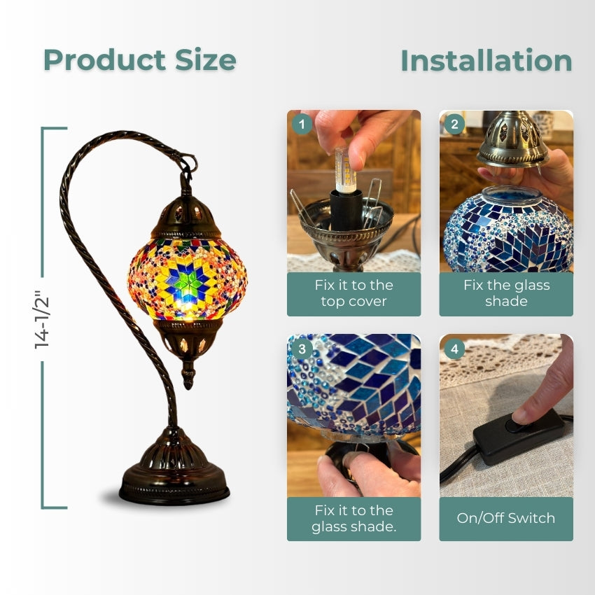 Sunbeam Glow mosaic glass table lamp — handmade craftsmanship