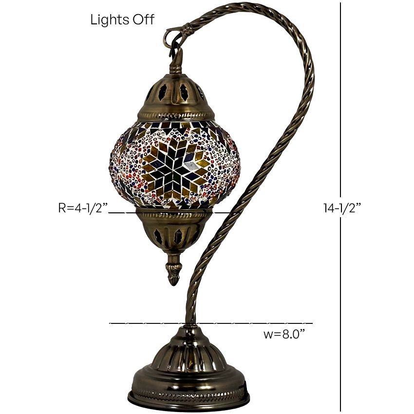 Sunbeam Glow mosaic glass table lamp — size and dimensions