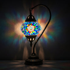 Blue Flower Turkish Style Lamps with Swan Neck Design