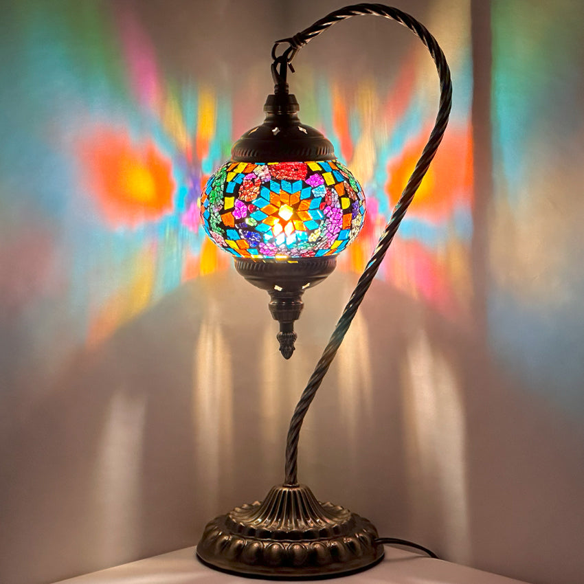 Coral Goose Neck Handmade Mosaic Table Lamp