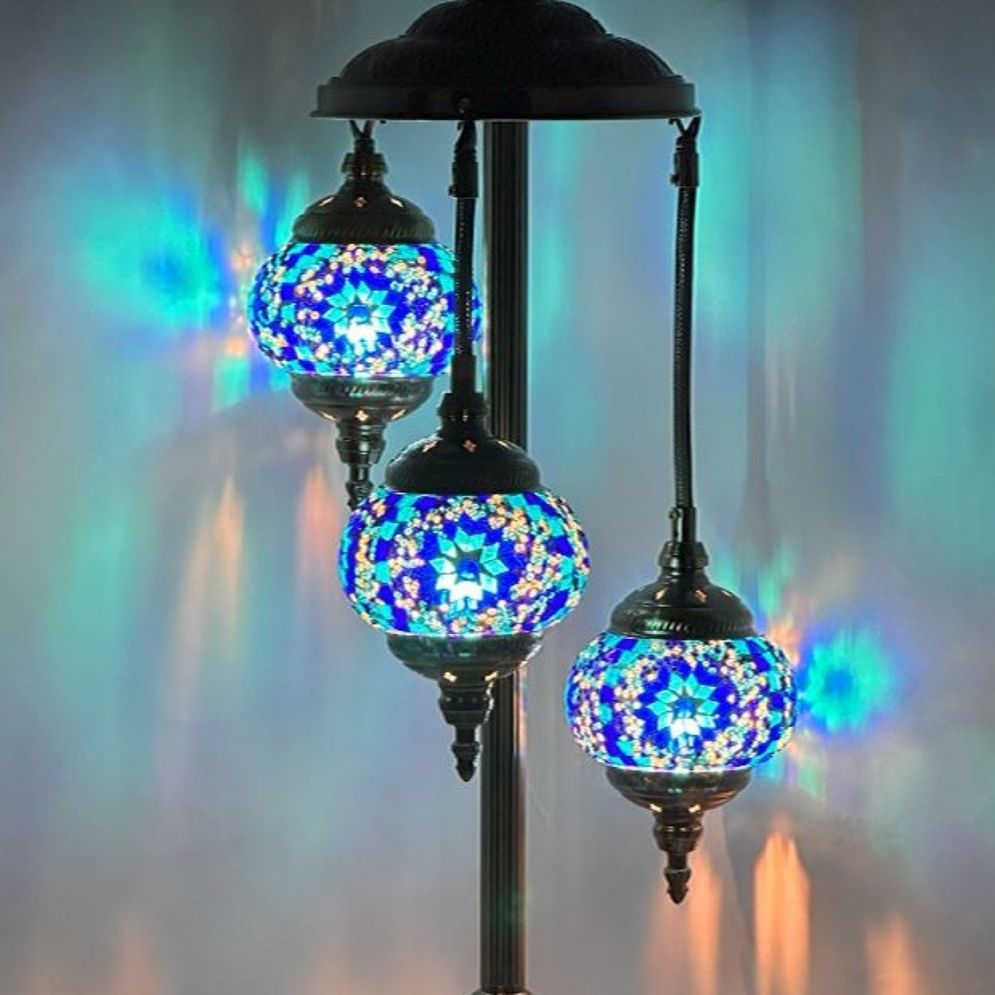 Blue Star Magic mosaic glass table lamp — close-up of the hand-cut mosaic glass