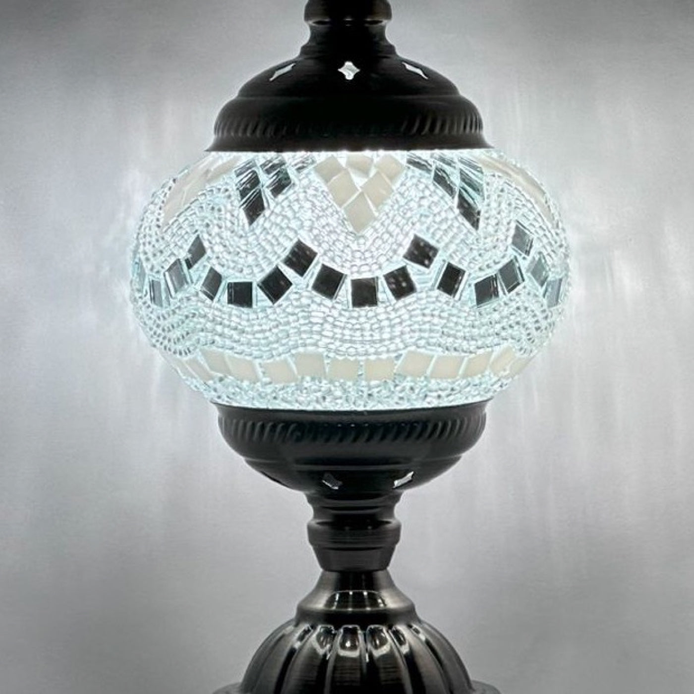 Bright Moonlight Colors mosaic glass table lamp — close-up of the hand-cut mosaic glass