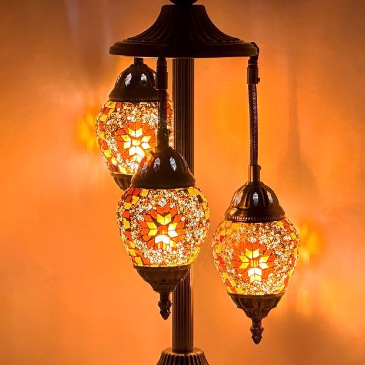 Citrus Charm mosaic glass table lamp — close-up of the hand-cut mosaic glass