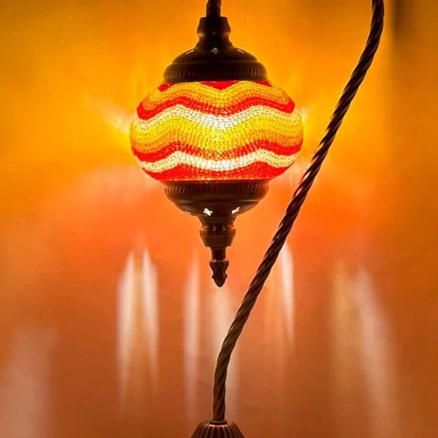 Citrus Radiance mosaic glass table lamp — close-up of the hand-cut mosaic glass