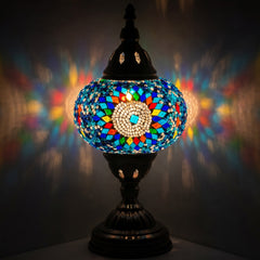 Cold Sunflower Turkish Lamp in Blue - Vibrant Home Lighting