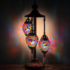 Colorful Trio: Egg-Shaped Turkish Mosaic Lamp with 3 Globes