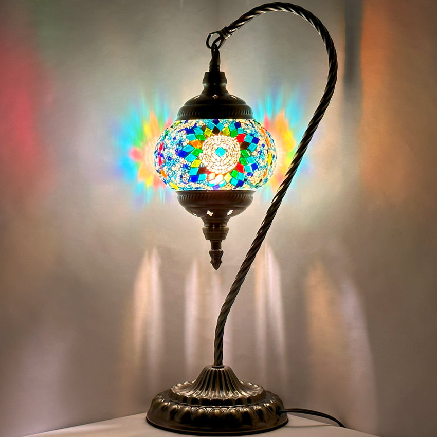 Blue Sunflower Swan Neck Mosaic Table Lamp