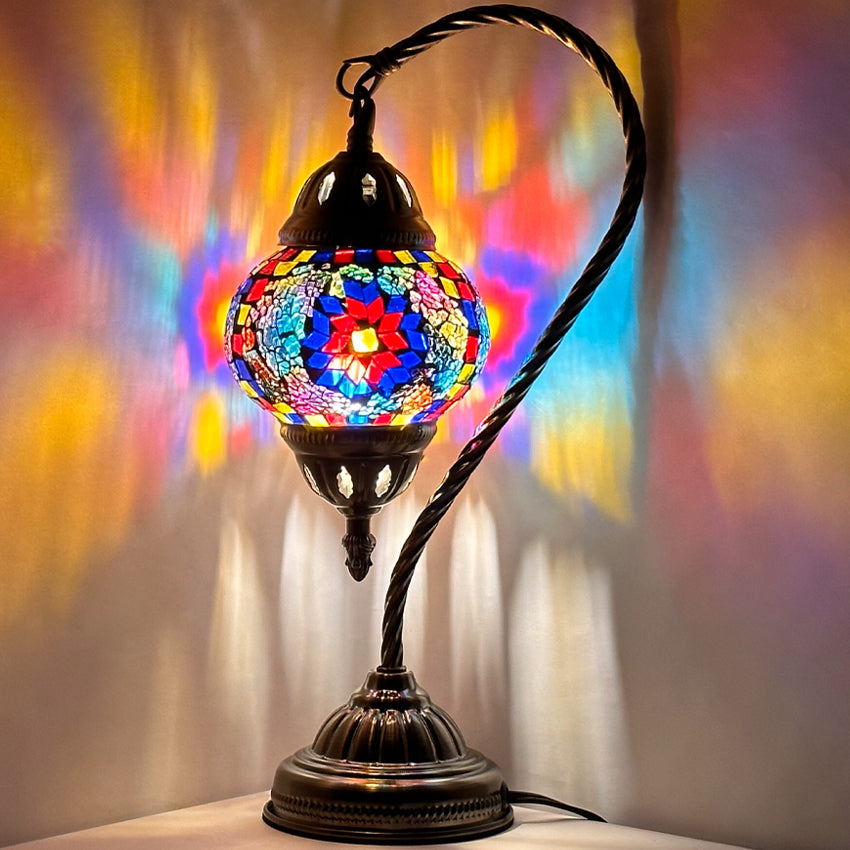 Hot Blue Turkish Mosaic Lamps with Swan Neck Style