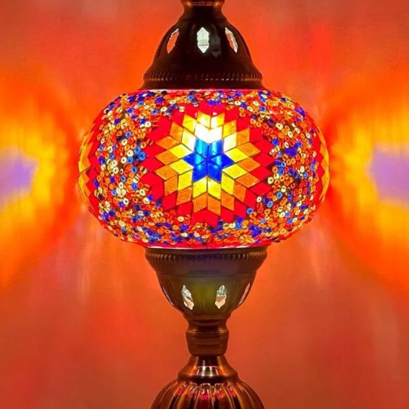Desert Bloom Mosaic mosaic glass table lamp — close-up of the hand-cut mosaic glass