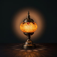 Desert Mirage: Tiffany-Inspired Mosaic Lamp with Golden Sandstorm Pattern