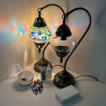 DIY Mosaic Lamp Set - Multicolor Road Pattern Swan Neck Turkish Lamp