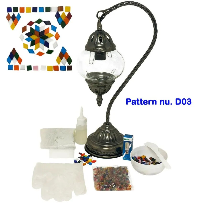 DIY Mosaic Lamp Set - Rainbow Star Pattern Swan Neck Turkish Mosaic Lamp