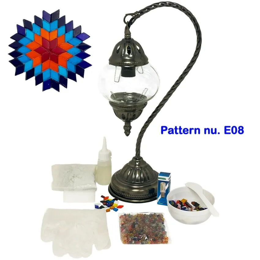 DIY Mosaic Lamp Set - Hot and Cold Flower Pattern Swan Neck Turkish Lamp