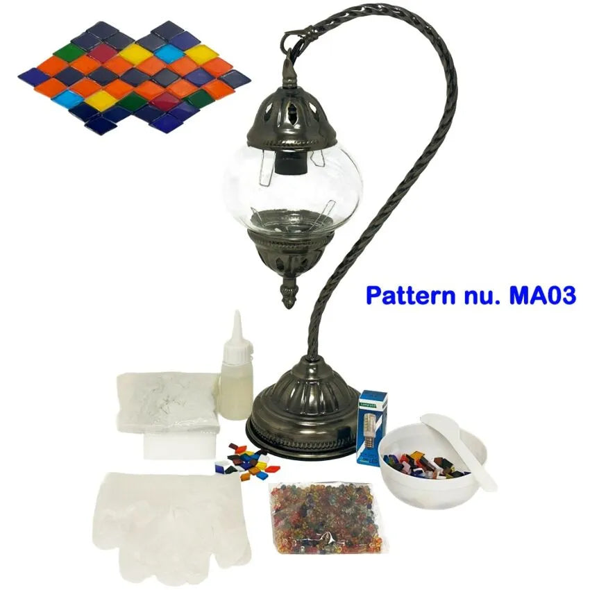DIY Mosaic Lamp Set - Rainbow Road Pattern Swan Neck Turkish Mosaic Lamp