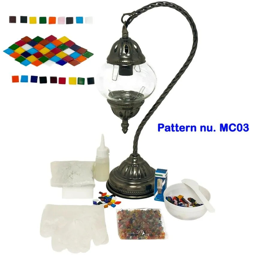 DIY Mosaic Lamp Set - Multicolor Road Pattern Swan Neck Turkish Lamp