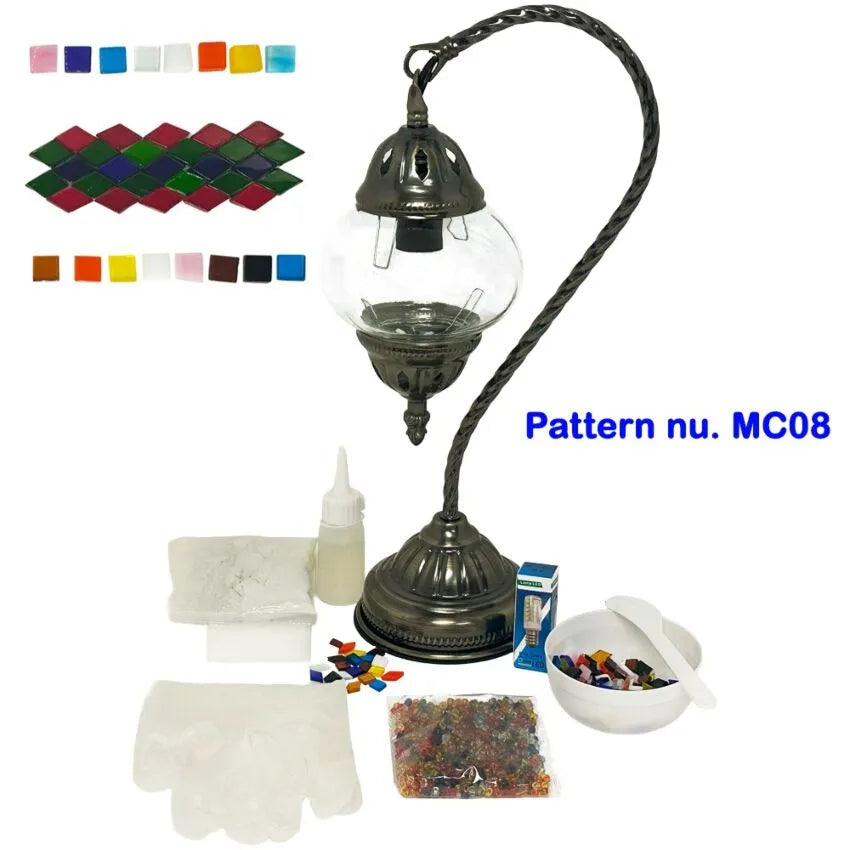 DIY Mosaic Lamp Set - Colorful Road Pattern Swan Neck Turkish Lamp
