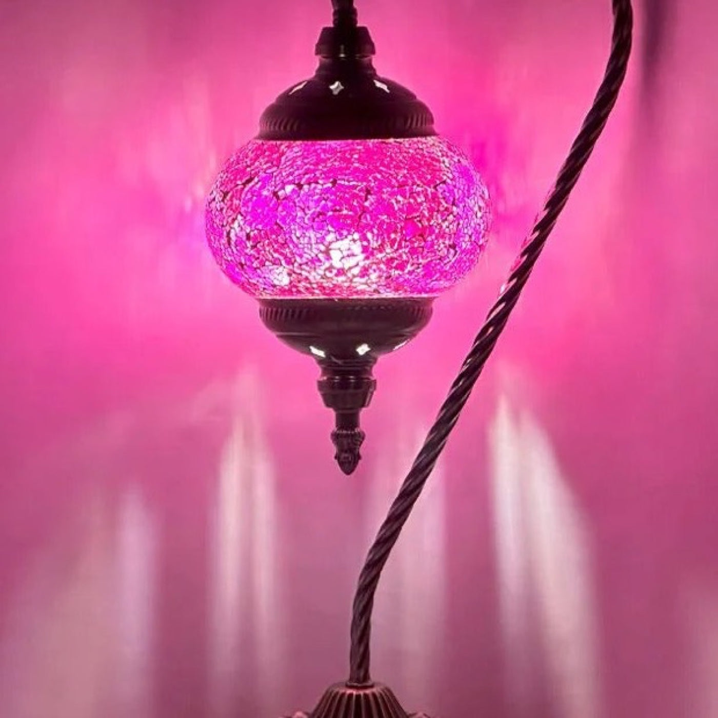 Elegant Lavender mosaic glass table lamp — close-up of the hand-cut mosaic glass