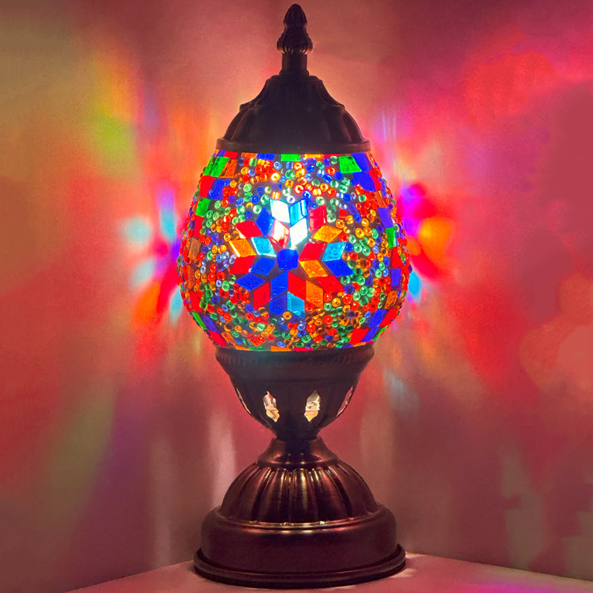 Turkish Lamp with Fiery Mosaic Glasses