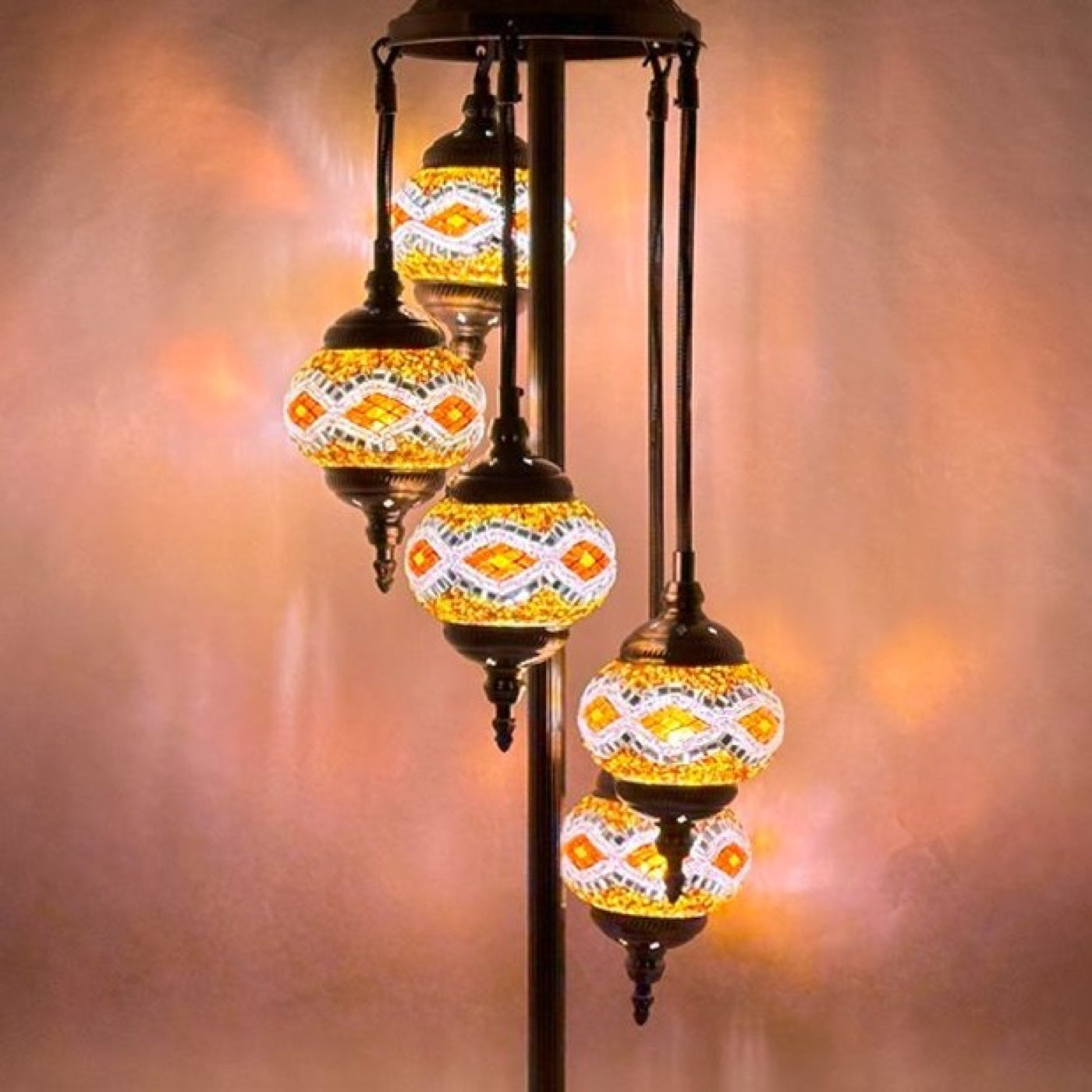 Golden Sparkle mosaic glass table lamp — close-up of the hand-cut mosaic glass