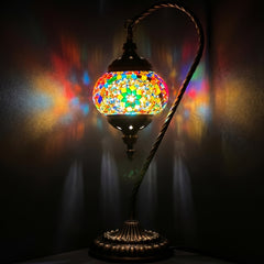 Goose Neck Mosaic Lamp with Colorful Flower Design