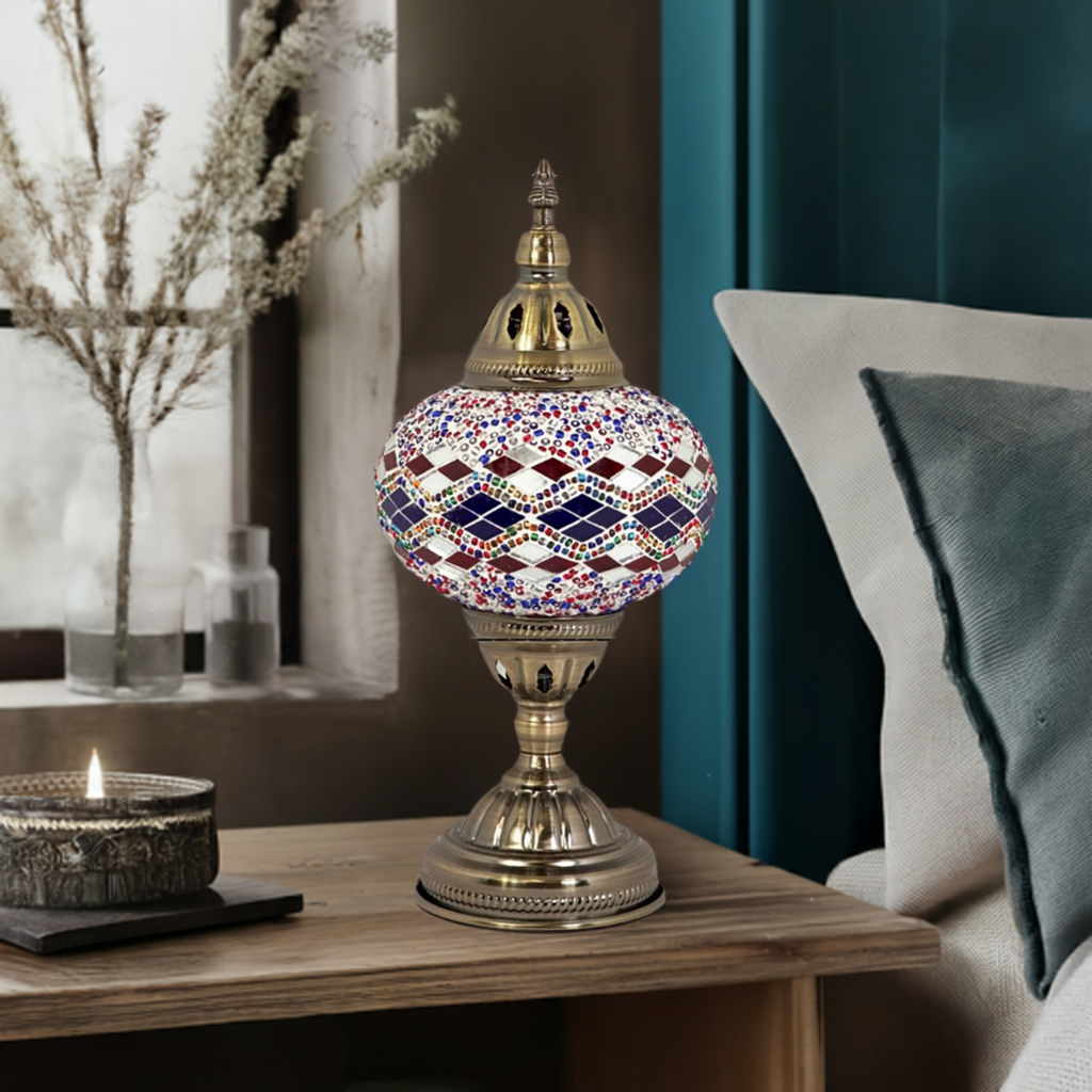 Lavender Twilight mosaic glass table lamp — handmade craftsmanship
