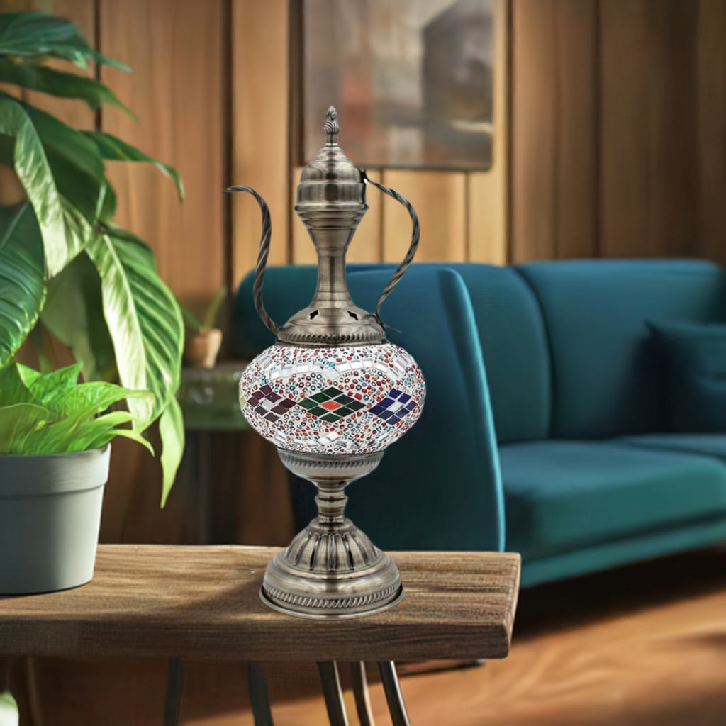 Colorful Elegance mosaic glass table lamp — handmade craftsmanship