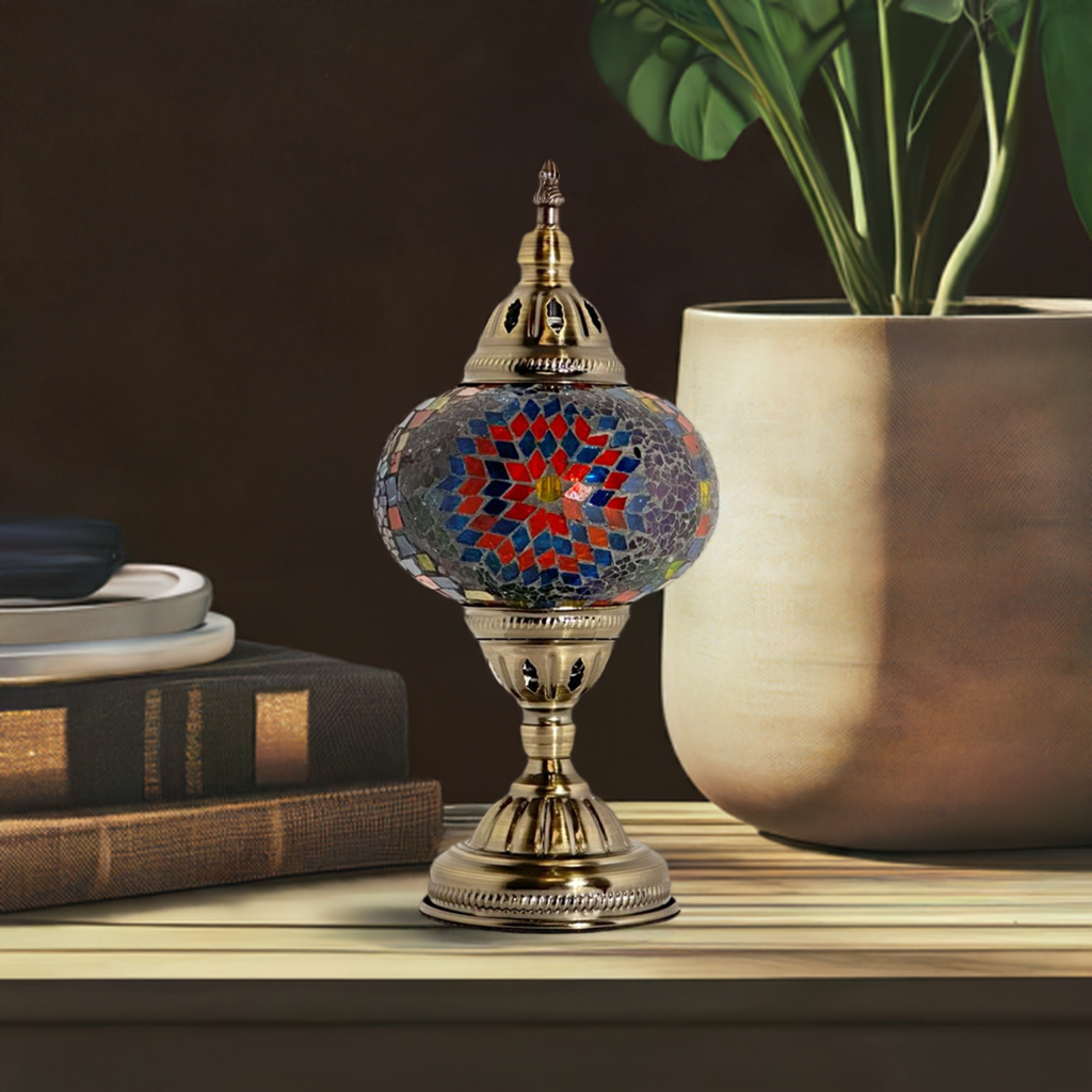 Ottoman Charm: Turkish Delight Lamp with Sunflower Mosaic