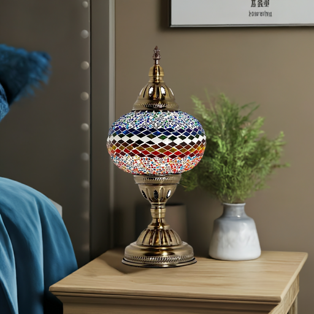 Wave of Colors mosaic glass table lamp — handmade craftsmanship