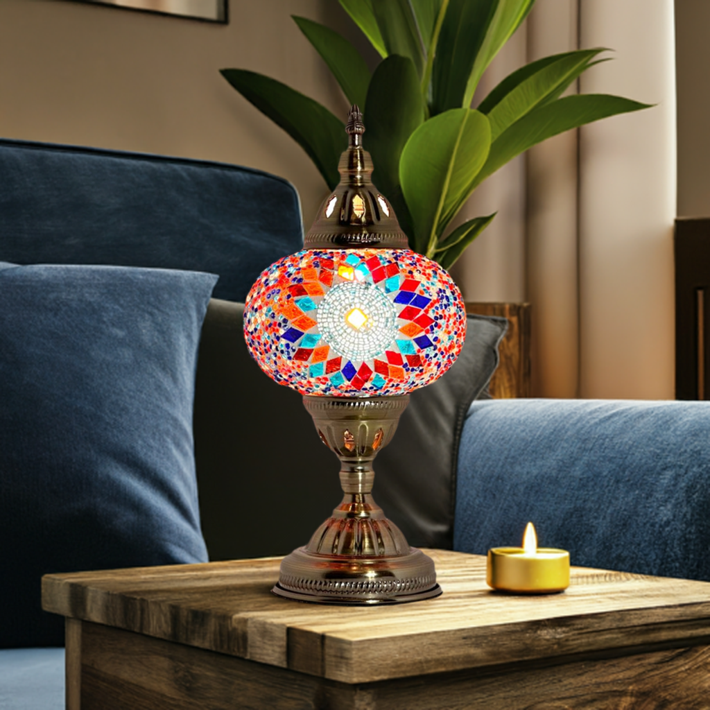 Sunflower Radiance: Rainbow Mosaic Desk Lamp