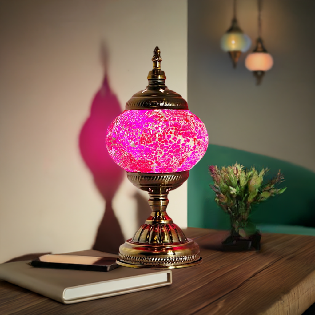 Amethyst Hues mosaic glass table lamp — handmade craftsmanship