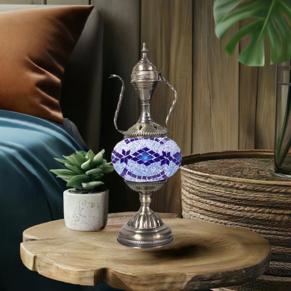Tiffany mosaic glass table lamp — handmade craftsmanship