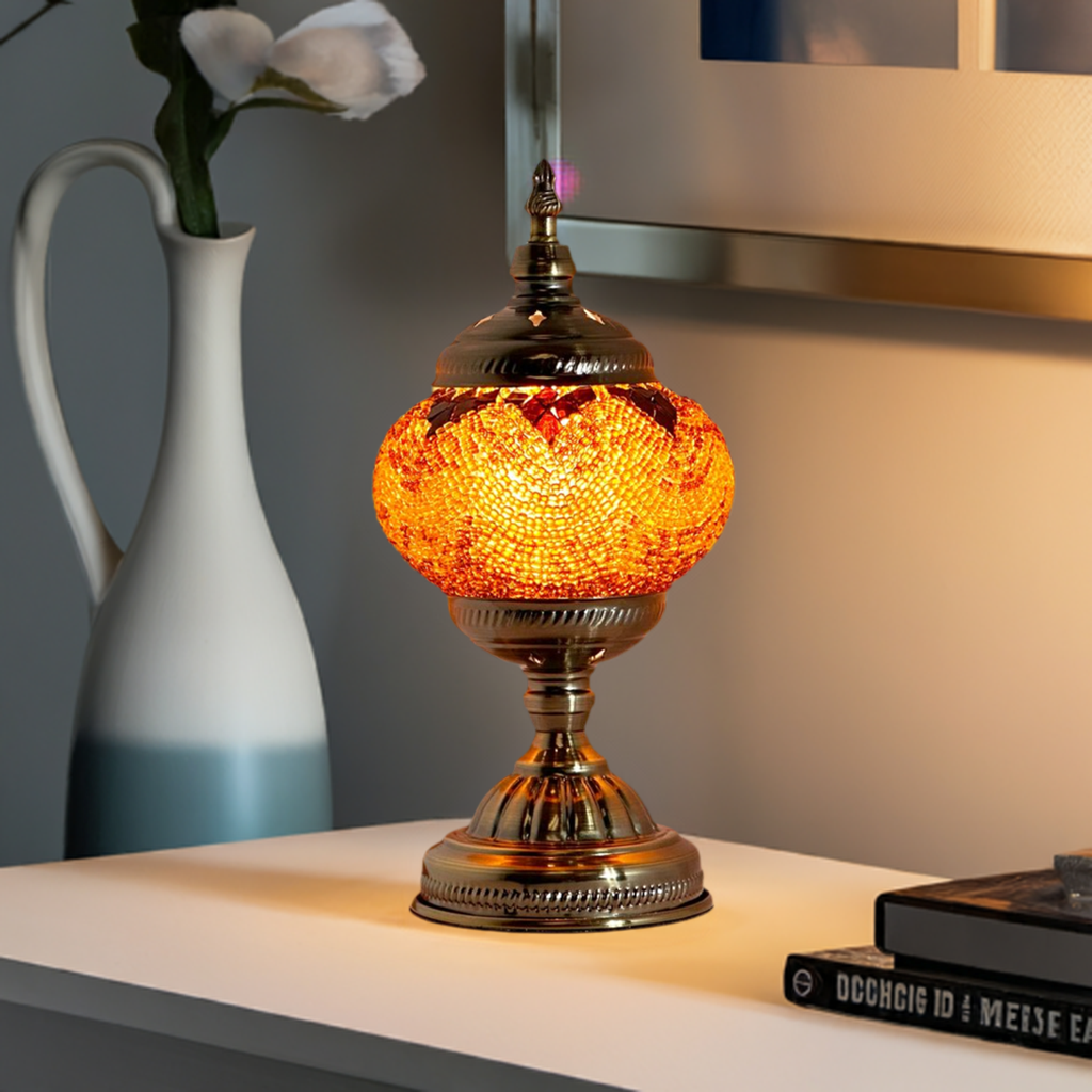 Desert Mirage mosaic glass table lamp — close-up of the mosaic glass