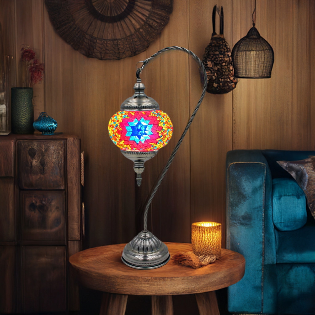 Blossoming Elegance: Handmade Flower Mosaic Turkish Lamp