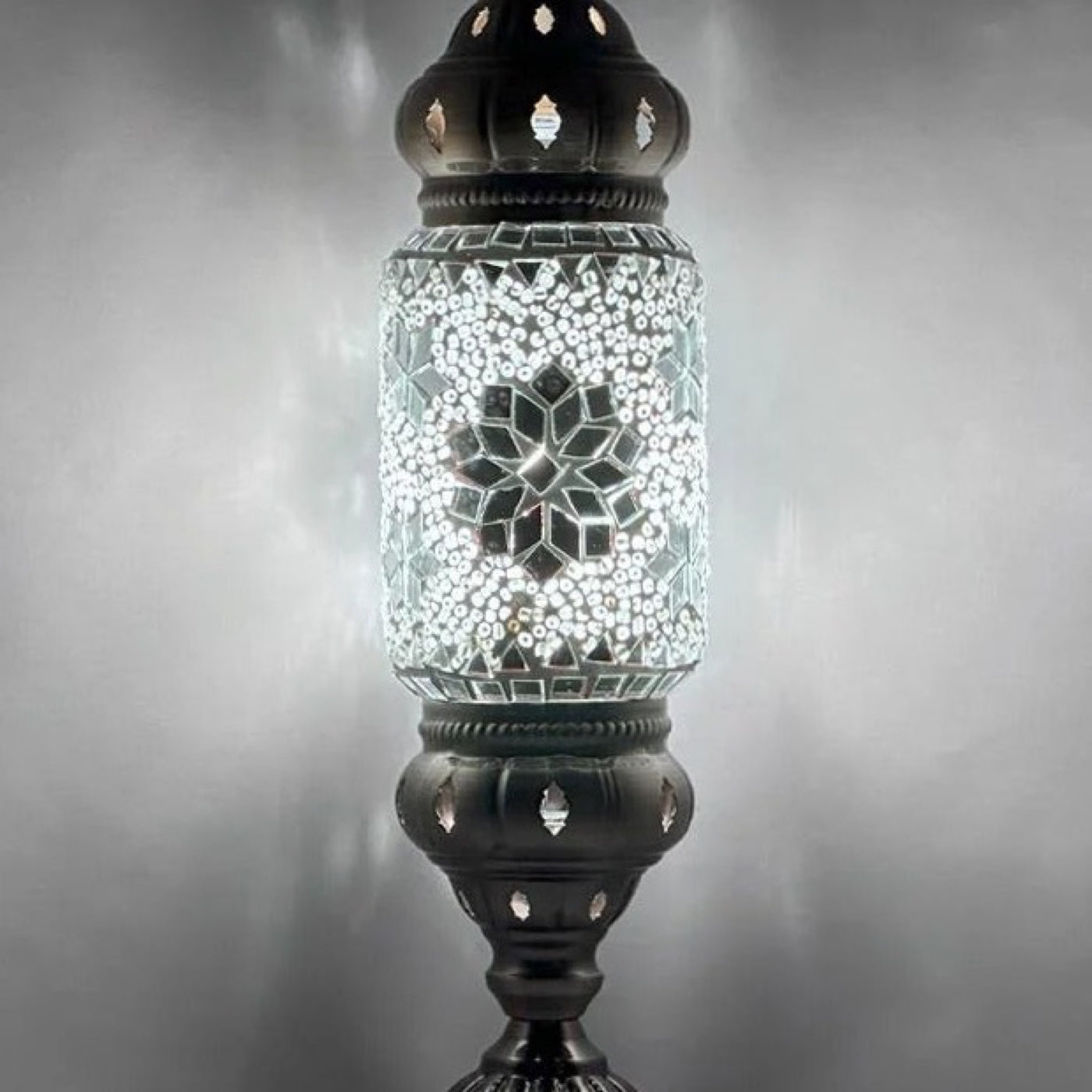 Ivory Elegance mosaic glass table lamp — close-up of the hand-cut mosaic glass