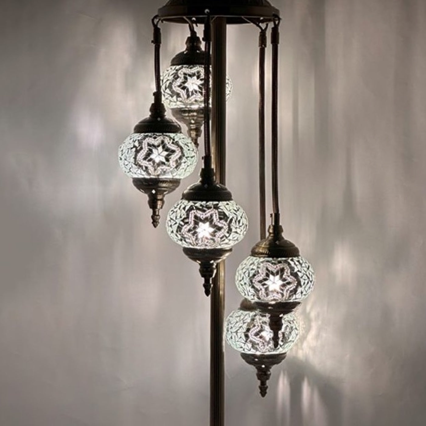 Lunar Glow mosaic glass table lamp — close-up of the hand-cut mosaic glass