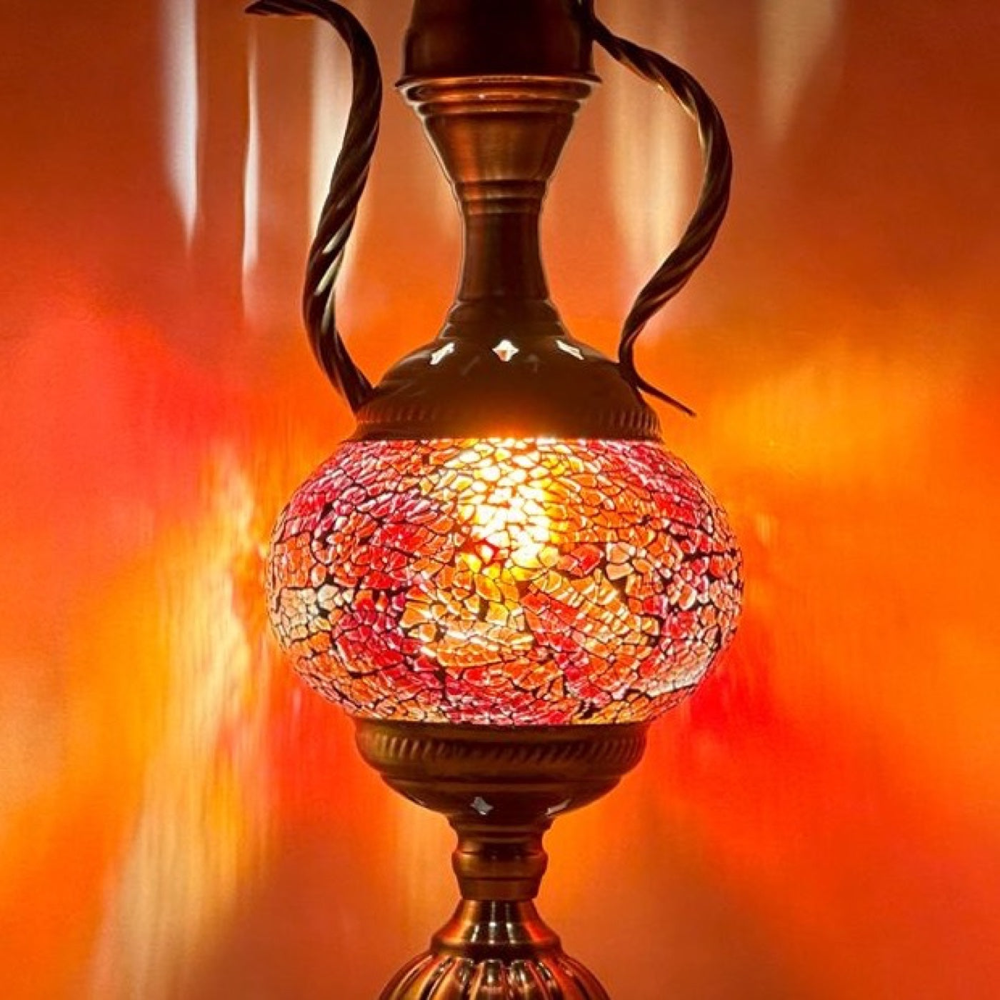 Mediterranean Allure mosaic glass table lamp — close-up of the hand-cut mosaic glass