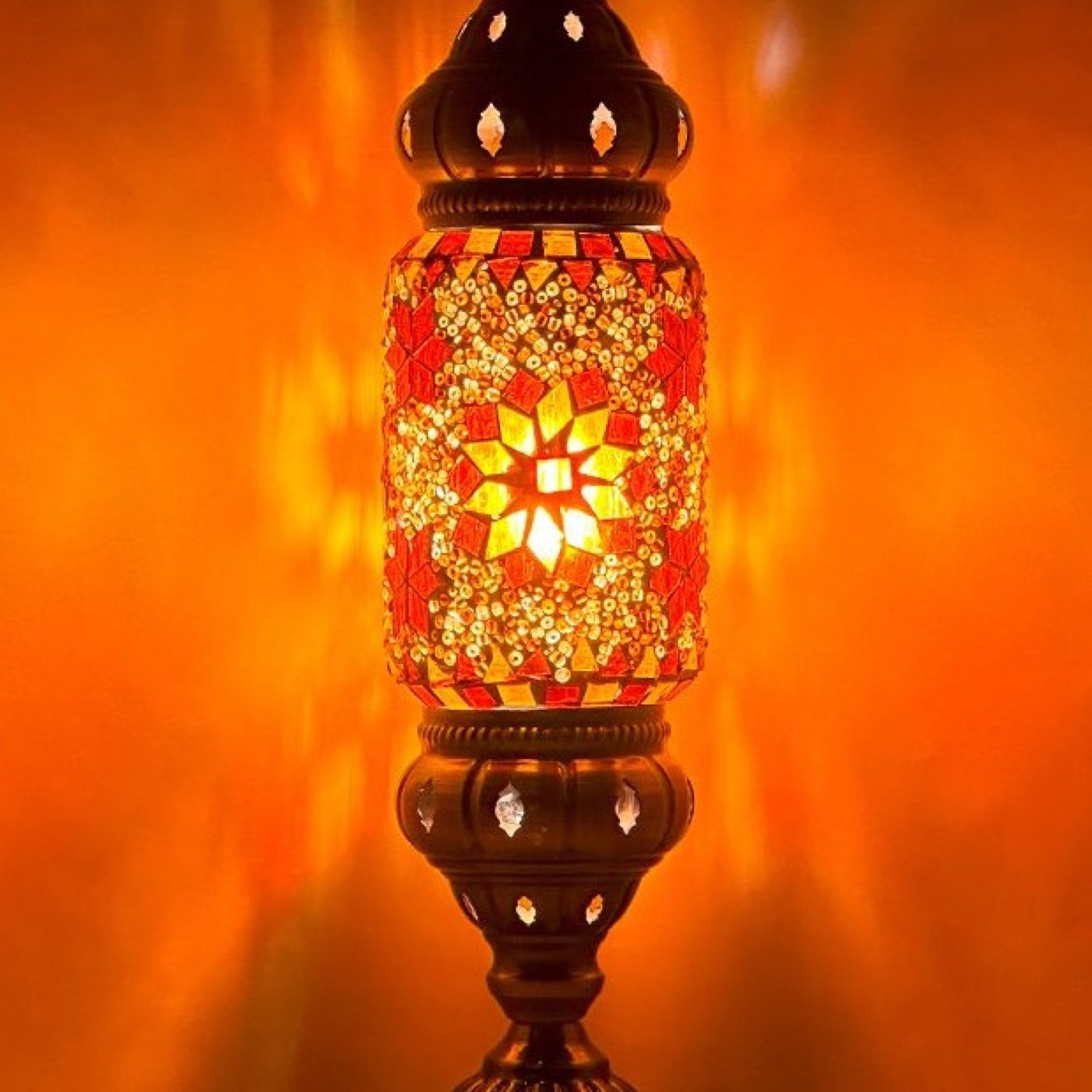 Mediterranean Allure mosaic glass table lamp — close-up of the hand-cut mosaic glass