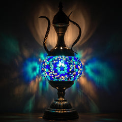 Midnight Blue Turkish Lamp with Pitcher Design