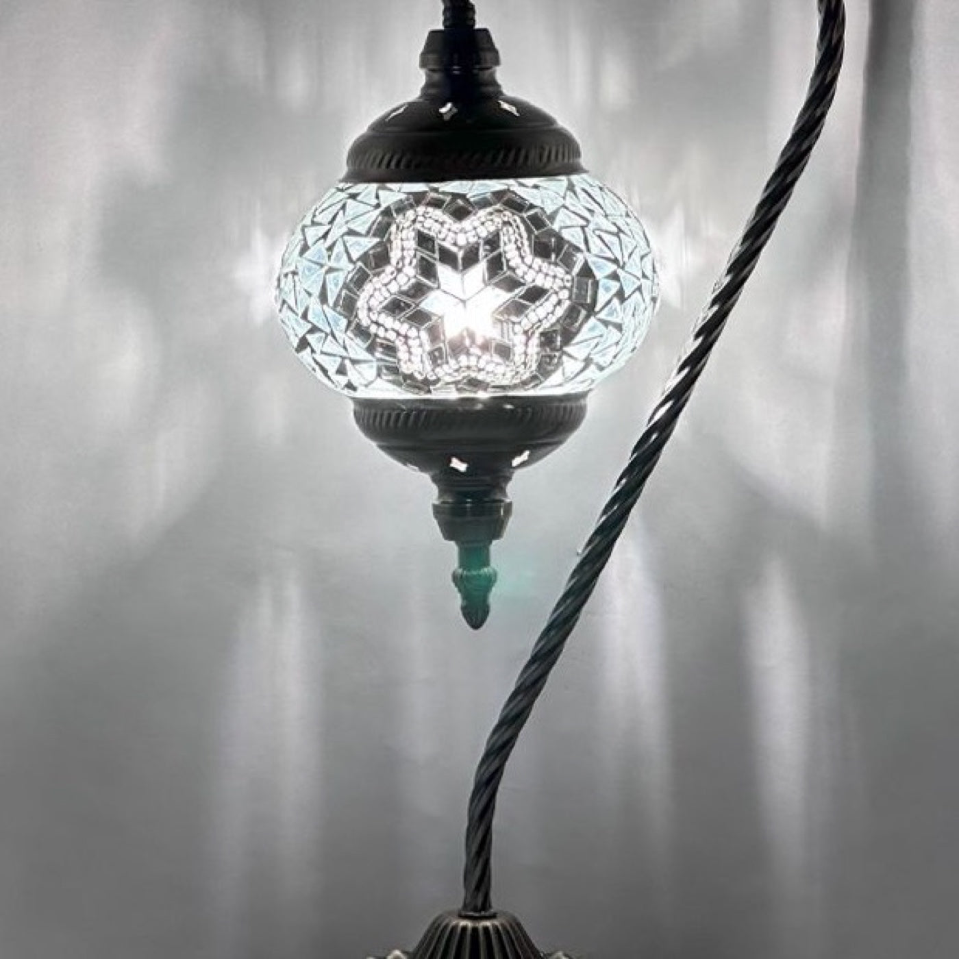 Moonlight Elegance mosaic glass table lamp — close-up of the hand-cut mosaic glass