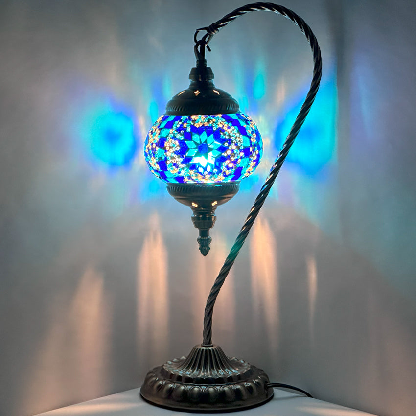 Blue Turkish Lamps with Swan Neck Design