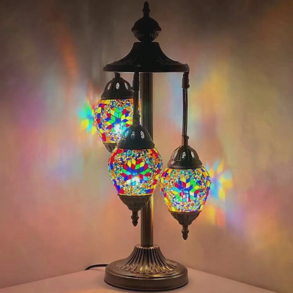 360-degree view of the Floral Spectacle mosaic glass table lamp