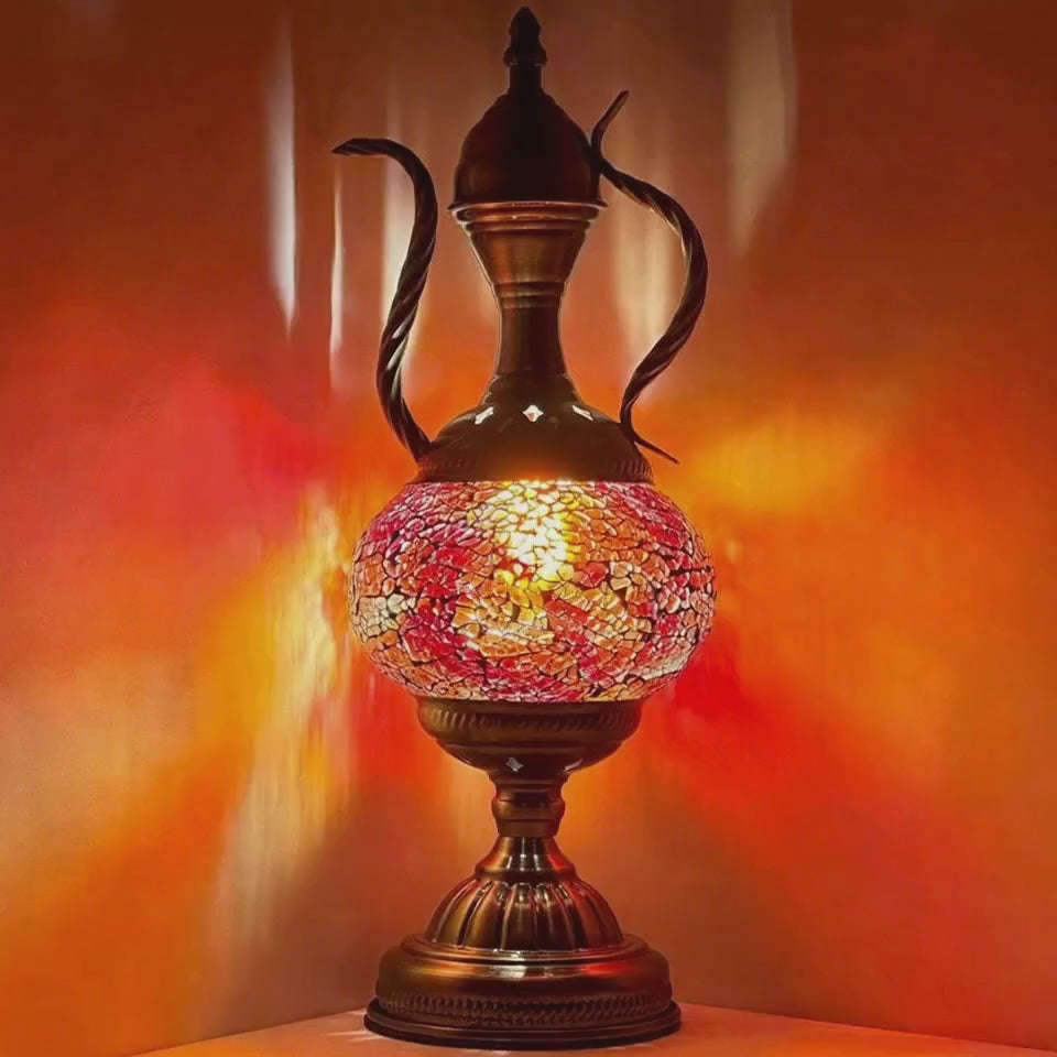 360-degree view of the Mediterranean Allure mosaic glass table lamp