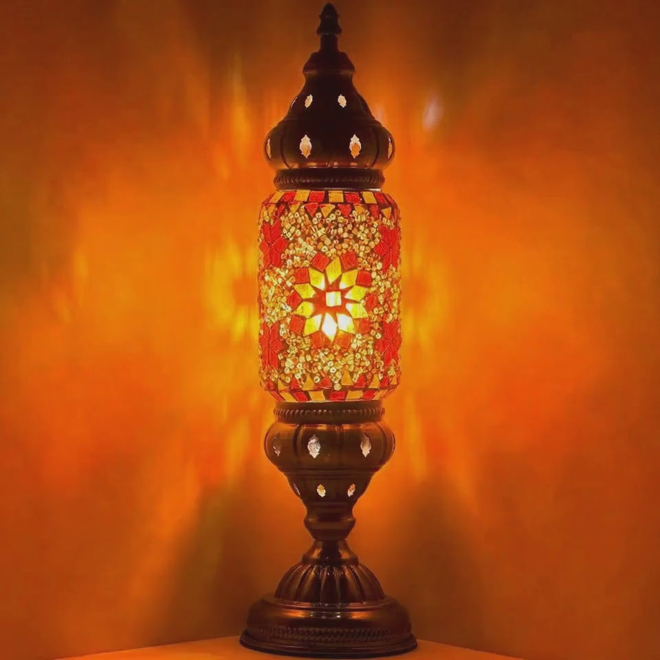 360-degree view of the Mediterranean Allure mosaic glass table lamp