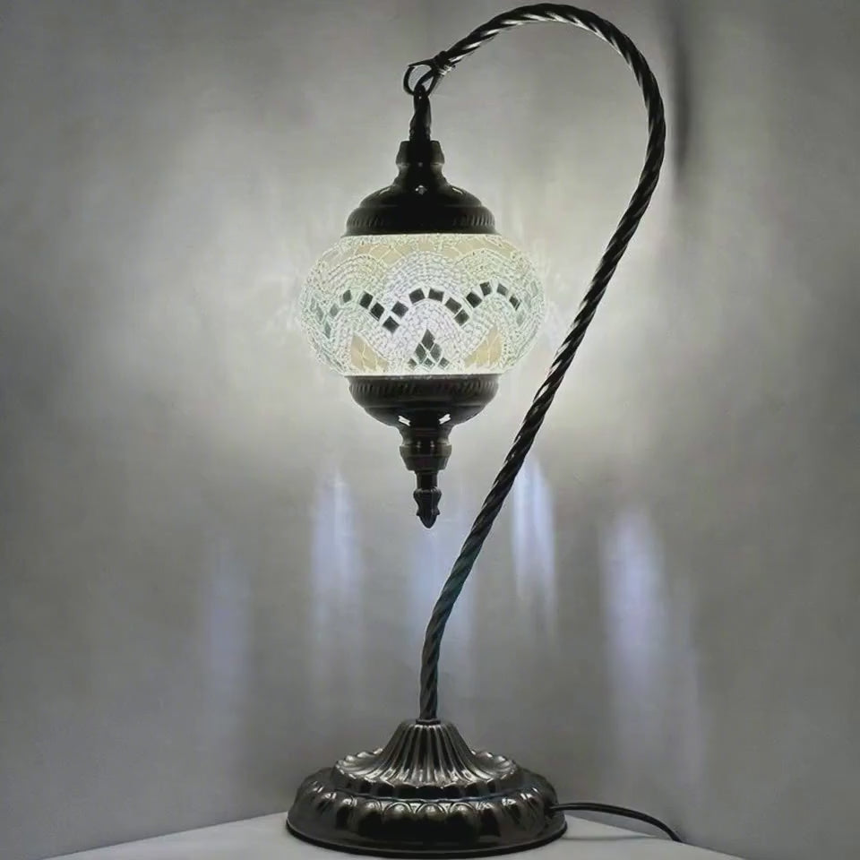 360-degree view of the Soft Moonlight mosaic glass table lamp