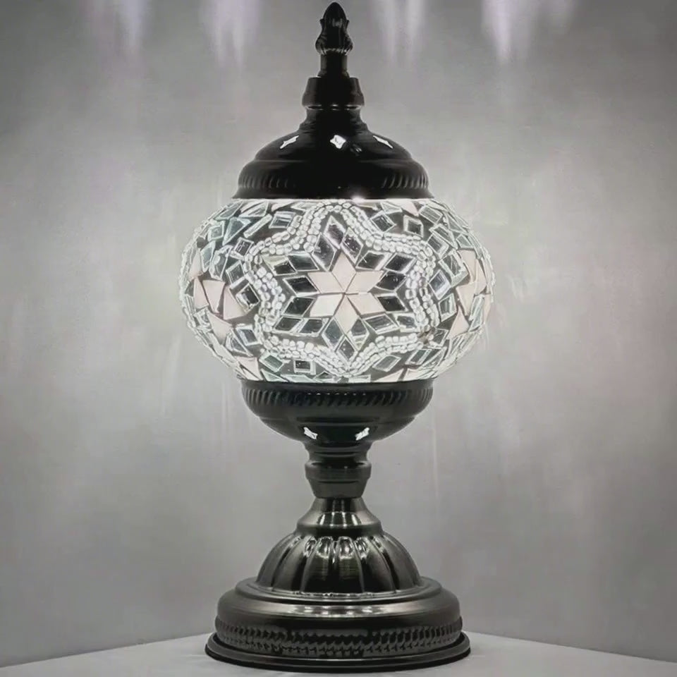 360-degree view of the Moroccan Charm mosaic glass table lamp