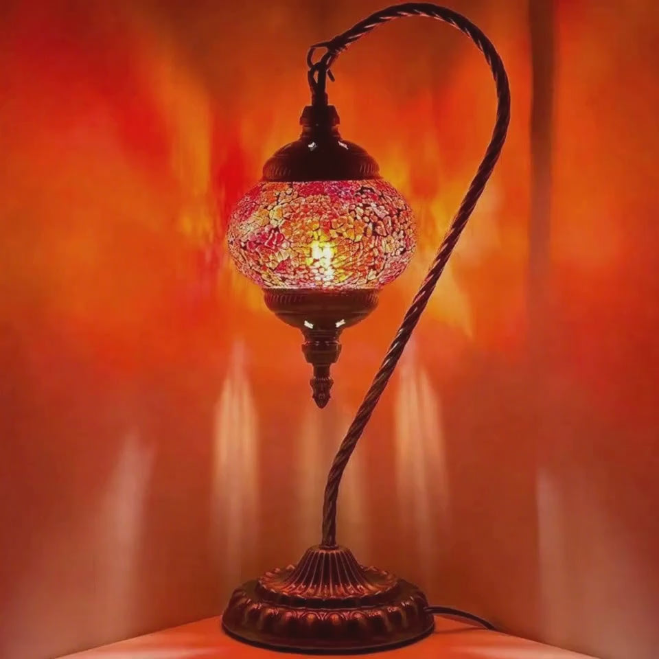 360-degree view of the Fiery Grace mosaic glass table lamp