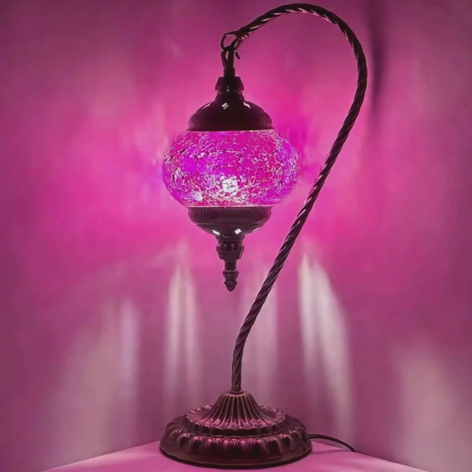 360-degree view of the Elegant Lavender mosaic glass table lamp