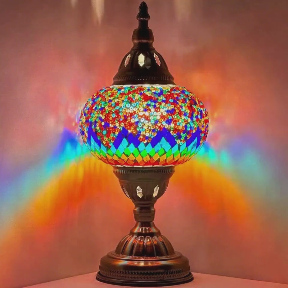 360-degree view of the Spectrum Harmony mosaic glass table lamp