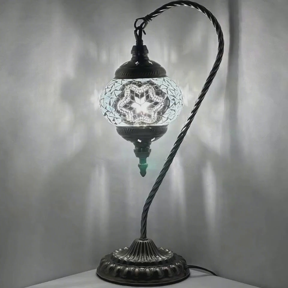 360-degree view of the Moonlight Elegance mosaic glass table lamp